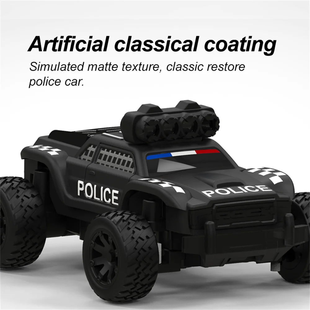 Turbo Racing C82 RTR 1/76 2.4G Mini RC Car Police Off-Road Truck LED Lights Full Proportional Vehicles Model Toys Gifts