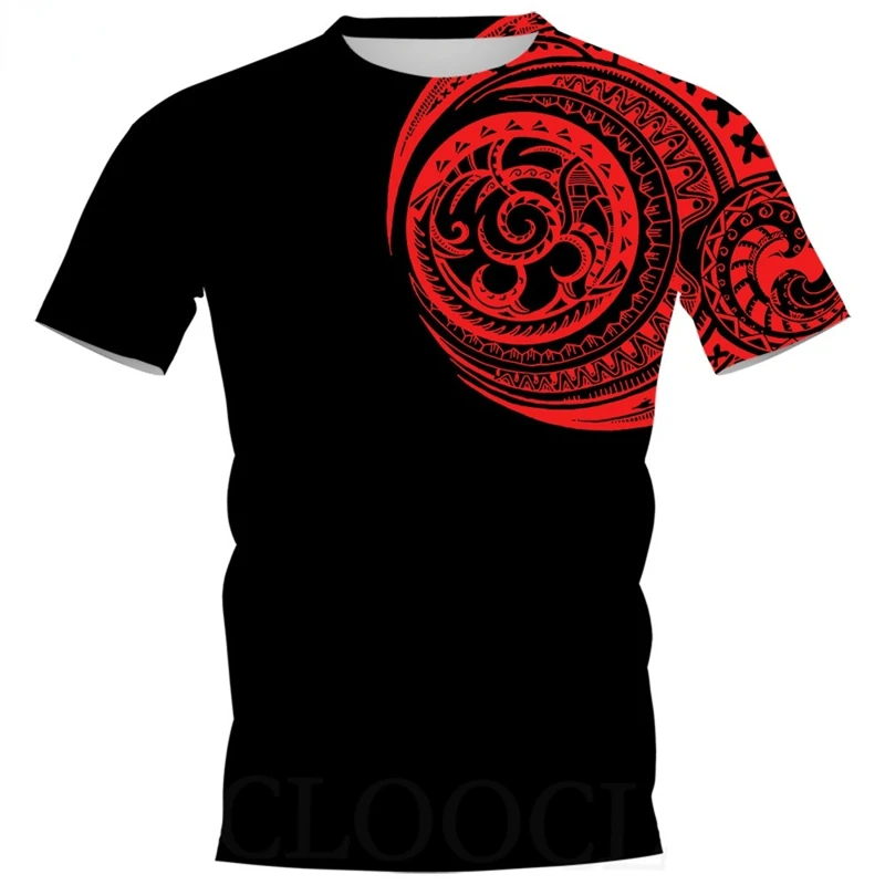 2024 European And American Casual O-neck Tee Tops 3D Printed Viking Tattoo Polynesian Style T Shirt Men Luxury Designer T-shirt