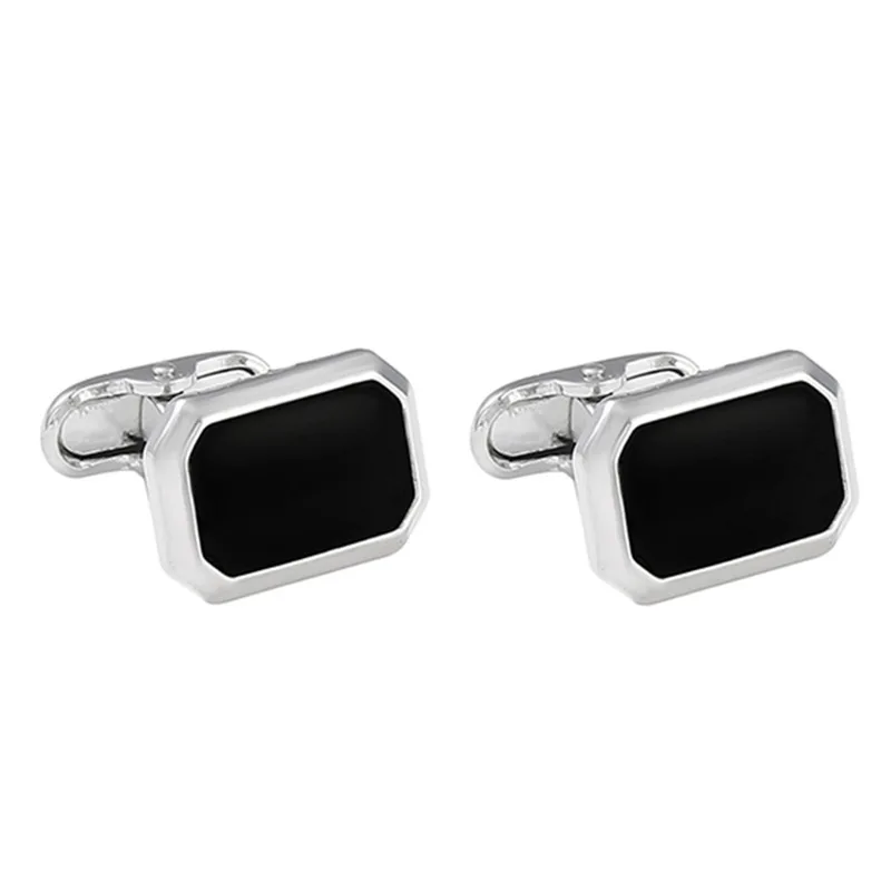 Classic Black Cufflinks for Men Simple Style Square Shape Enameled  Sleeve Button High End Alloy Formal Dress Shirt Cuff Links