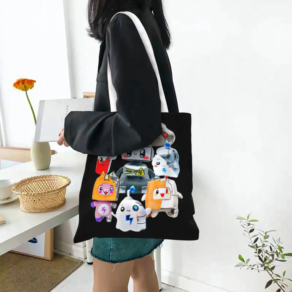 Rocky Lankybox Lanky Box Shopping Bags Women Canvas The Tote Bag Foldable Girls Shoulder Tote Travel Handbag