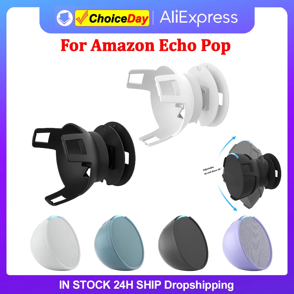 Outlet Wall Mount Bracket for Amazon Echo Pop Space Saving Smart Speaker Holder With Cable Management Falling Speaker Holder