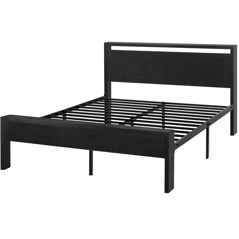 

Wholesale Bed Frame for Bedroom Hotel Apartment Double Size Metal Bed Frame with Built-in Headboardpromote sales