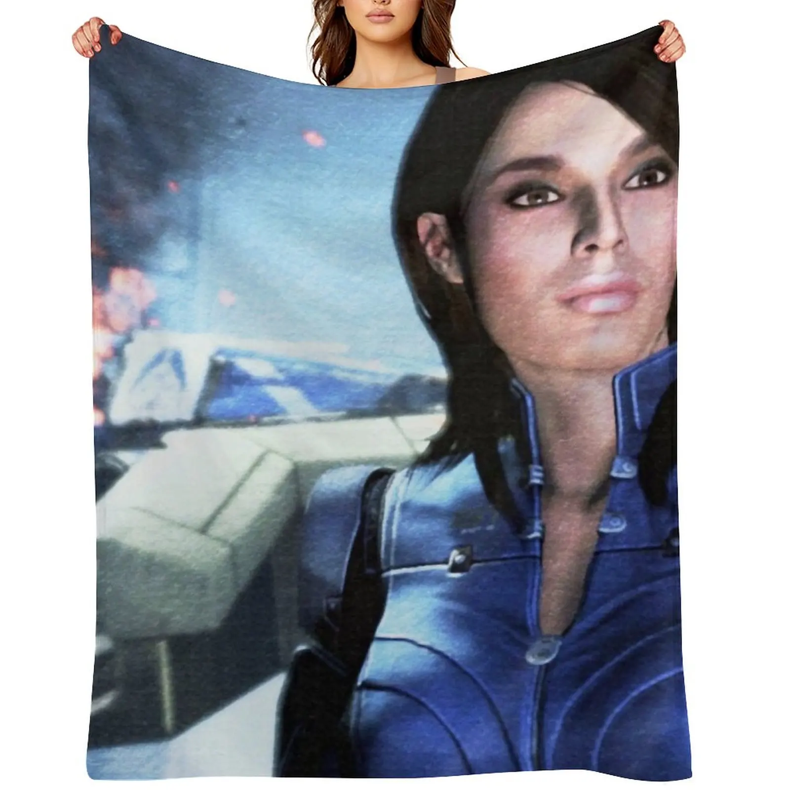 

Mass Effect: Ashley Williams Digital Wall Painting Throw Blanket For Sofa Thin for babies Cute Plaid Moving Blankets