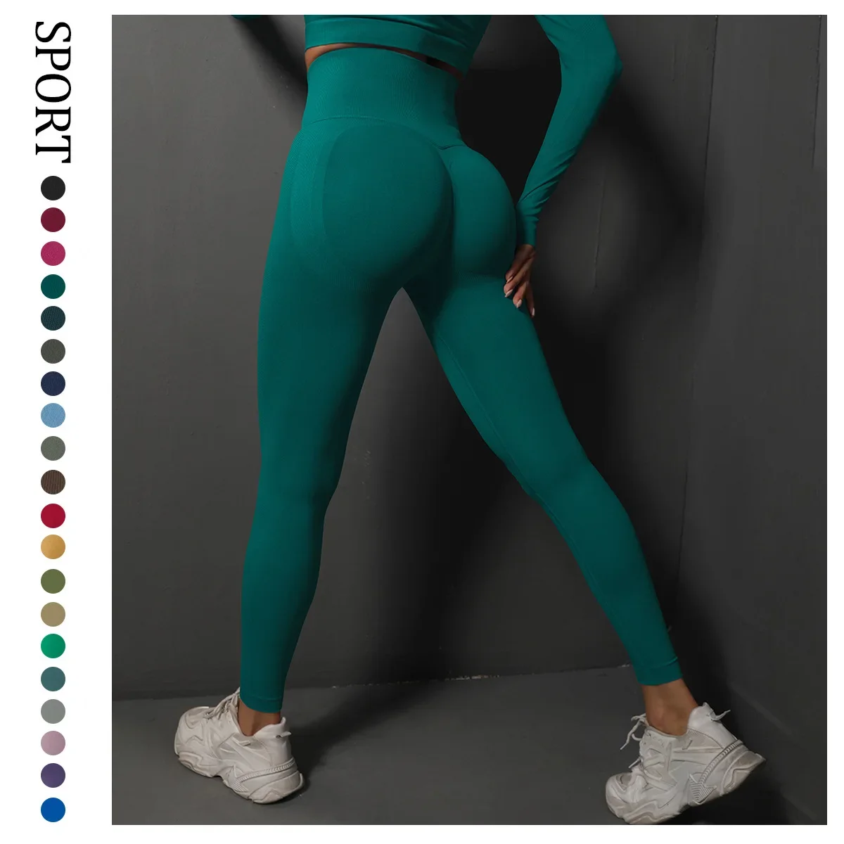 Customized logo New Knitted Seamless Peach Hip Tight Yoga Pants for Women, High Waist and Hip Show Running and Fitness Pants