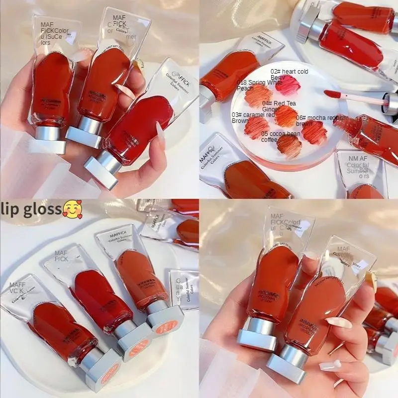 Transparante Pigment Lip Modder Fluweel Glazuur Matte Lippenstift Non-Stick Cup Lipgloss Karamel Roodbruin Blijvende Lip Tint Cosmetica