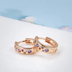 2022 New Multi Colors Zircon Student Hoops Earrings 585 Gold Daily Fashion Buckle Jewelry Wedding Party Girl's Sexy Hang Earring