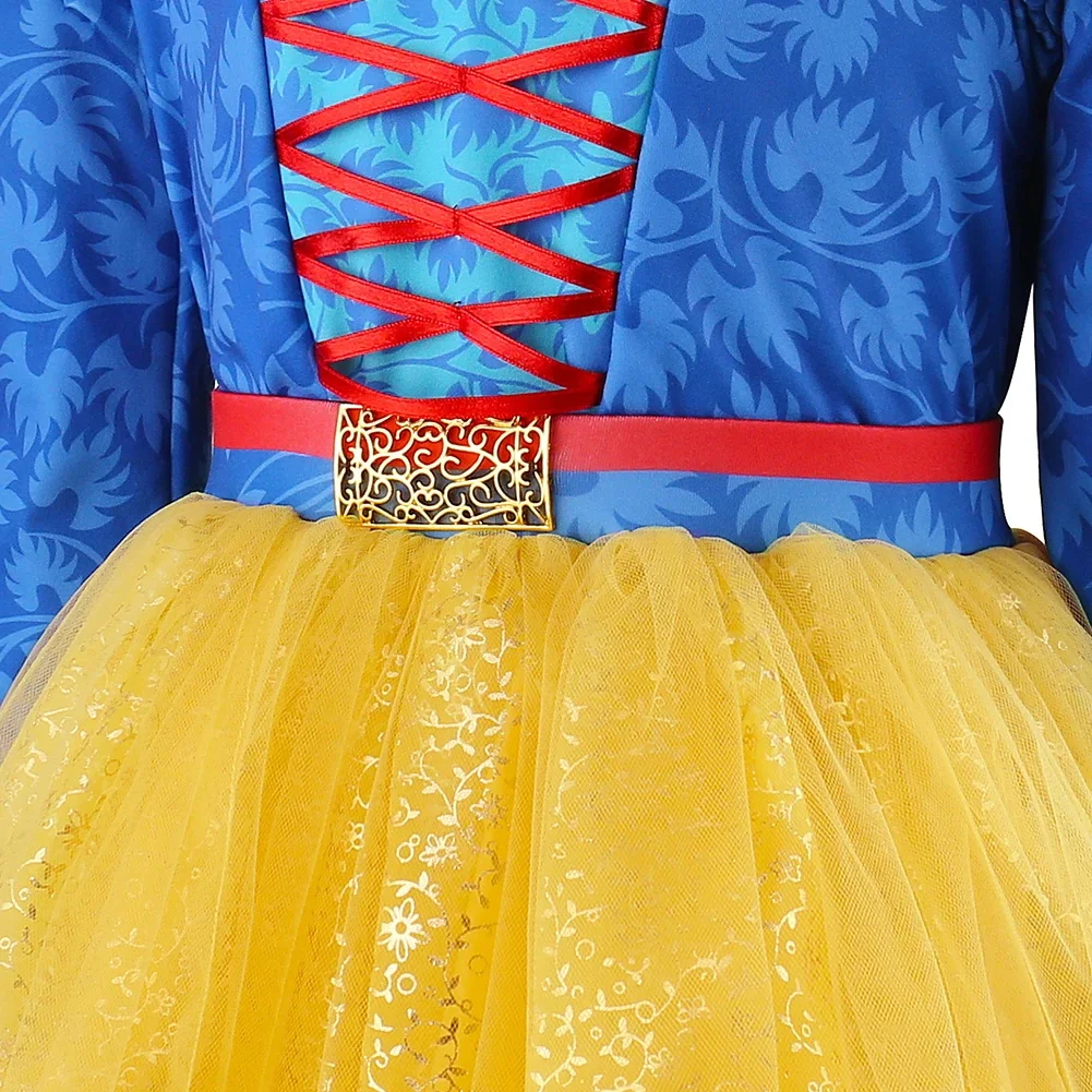 الأطفال سنو وايت تأثيري مرحلة الأداء زي أنيق فتاة فستان الأميرة فساتين حفلات أعياد الميلاد للفتيات فستان حفلة موسيقية