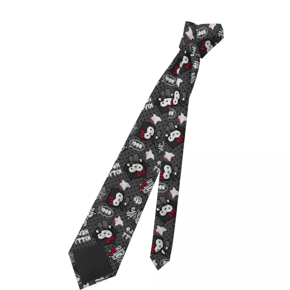 Hello Kitty Halloween Necktie Men Silk Polyester 8 cm Narrow Skull Ghost Neck Tie for Men Suits Accessories Gravatas Business