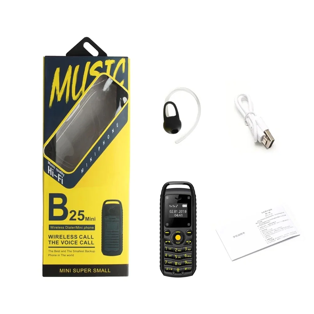 UNIWA Super Mini 0,66 cala 2G telefon komórkowy B25 bezprzewodowe słuchawki Bluetooth zestaw głośnomówiący odblokowany telefon komórkowy podwójna karta SIM — zdjęcie produktu 5