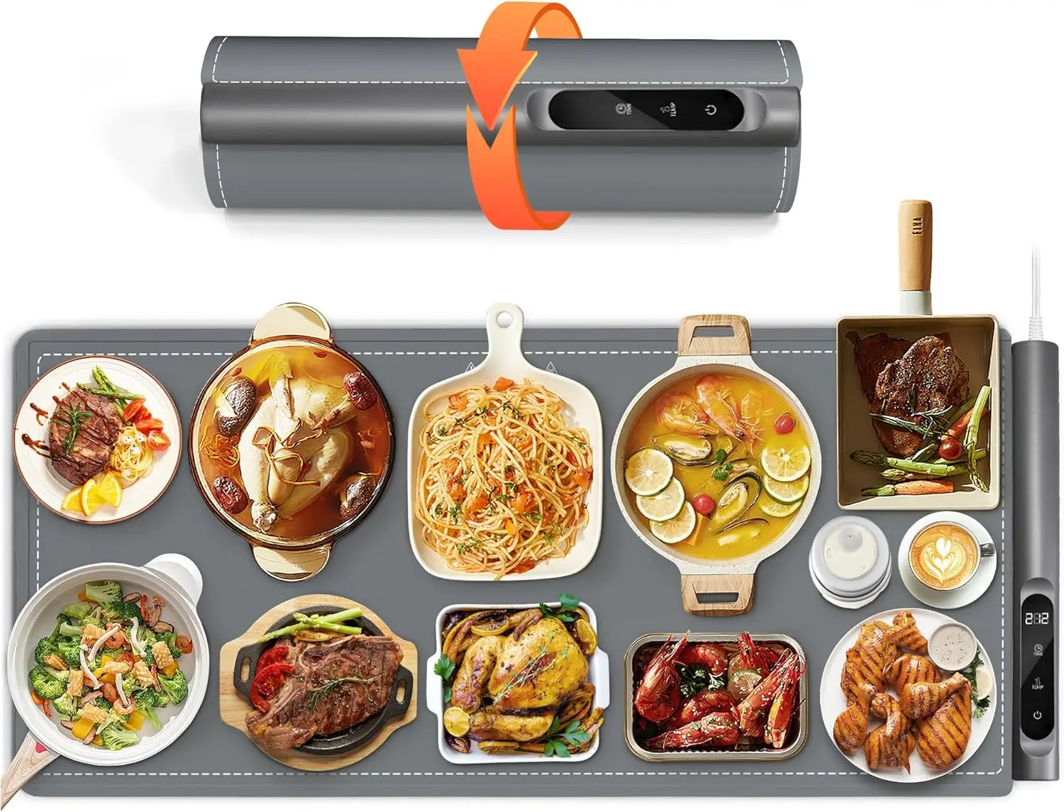 

Extra Large Electric Food Warming Mat with 6 Temp Settings & Timer, Fast Heating for Buffets and Parties