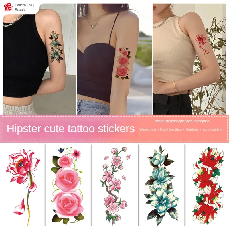 Flower Tattoos Flower Pattern Design Rich Styles Easy To Clean Vivid Colors Cartoon Tiger Face Arm Tattoo Painting Rich Styles