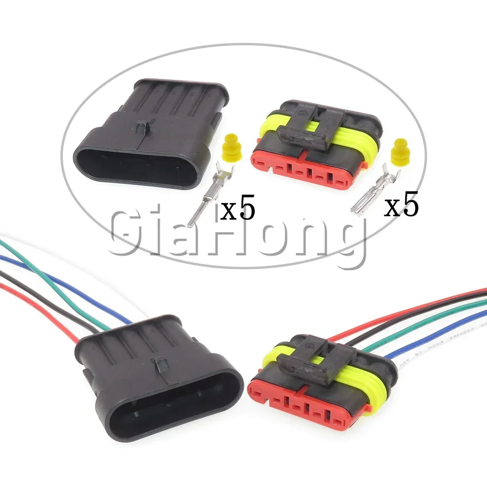 

1 Set 5 Ways AC Assembly Automobile Wire Socket Replacement Connector Parts 282107-1 282089-1 Auto Plastic Housing Sealed Plug