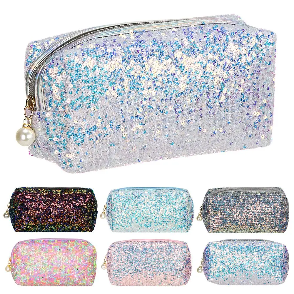 New Fashion Glitter High-capacity Makeup Bag Mermaid Sequin Pen Bag Cosmetic Storage Bag Lazy Makeup Zipper Pouch Handbags