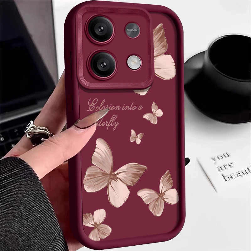 Shockproof Golden Butterfly Case For Xiaomi 11T 13T Pro Poco F6 X6 X5 M6 Pro 4G Funda Redmi Note 10 11 12 13 Pro 5G 11s Cover