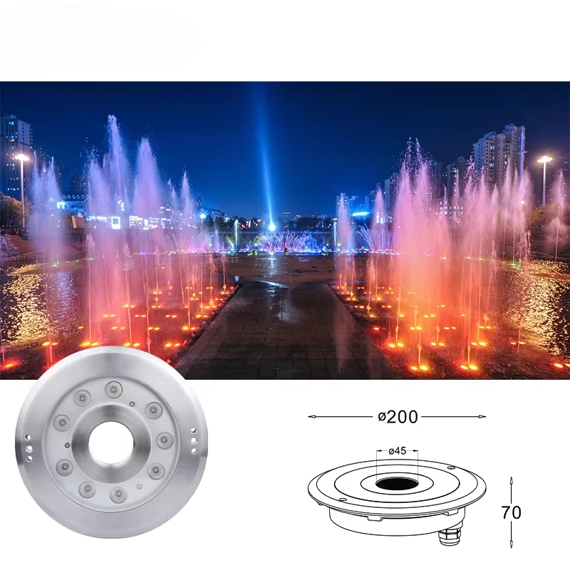 

YYHC-IP68 Светодиодный подводный светильник из нержавеющей стали Светодиодный кольцевой светильник для фонтана для освещения бассейна в пруде