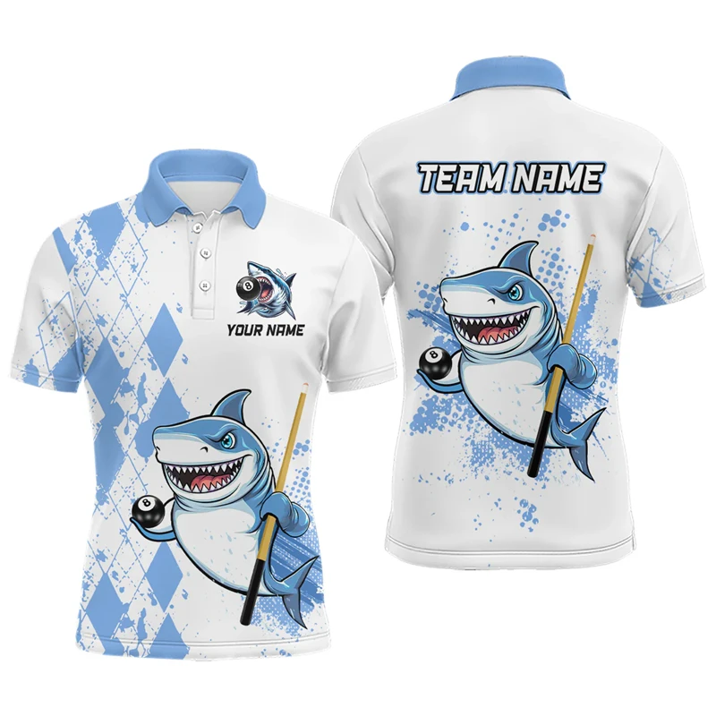 Fashion Billiards Graphic Polo Shirts For Men Custom Name 3D Printed Short Sleeve Polo Shirt Casual Oversized Breathable Tops