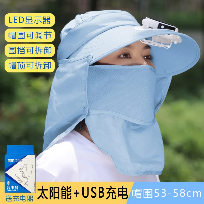 outdoors Fishing fan hat, solar charging hat with fan, outdoor sun shading and sunscreen hat for men and women working in summer