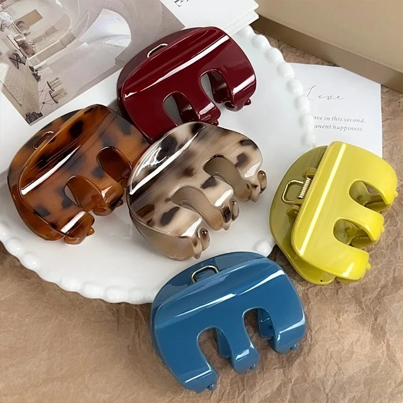 

Однотонные заколки-крабы для волос женские, в стиле ретро, из ацетата, элегантные, для девушек, заколки-крабы в форме акулы, женские заколки-зажимы, украшения для волос