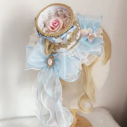 Lolita Girls Rose With Long Ribbon Tea Cup Top Hat Fedoras Palace Spanish