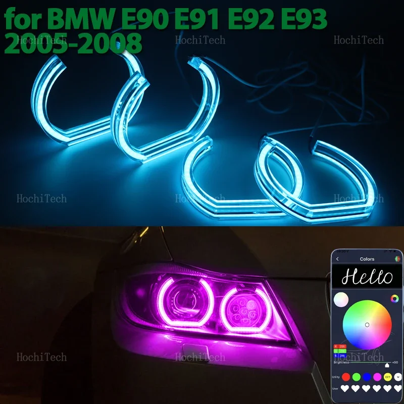 

Dynamic Multi Colors App control LED Angel Eyes Ring Lamp Running Light DRL for BMW 3 Series E90 E91 Pre-LCI 2005-2008