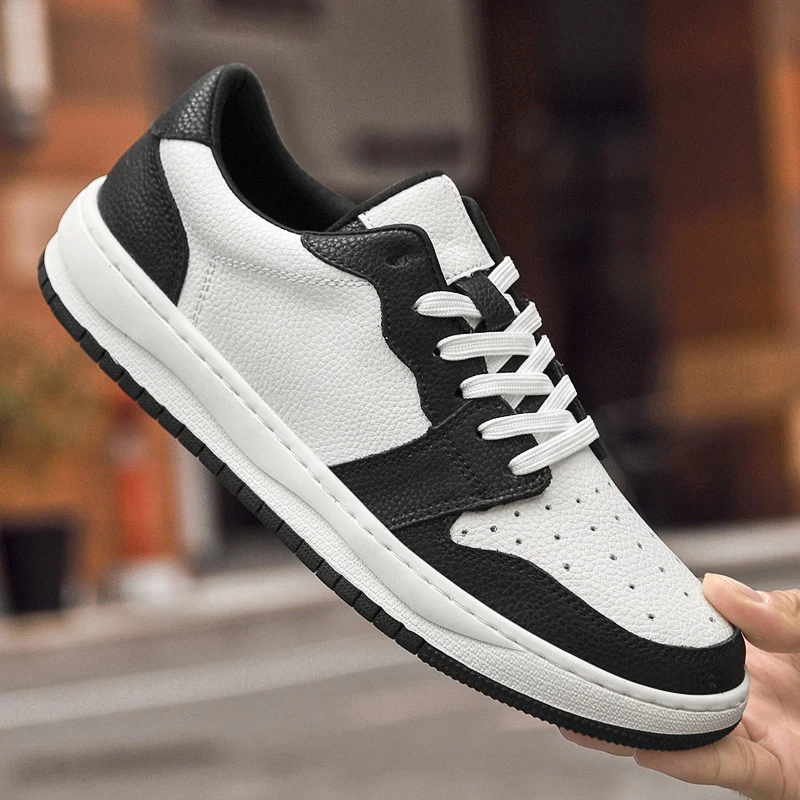 여름 두꺼운 밑창 캐주얼 컬러 블록 보드화 통기성 편안한 직조 신발끈 젊고 세련된 신발