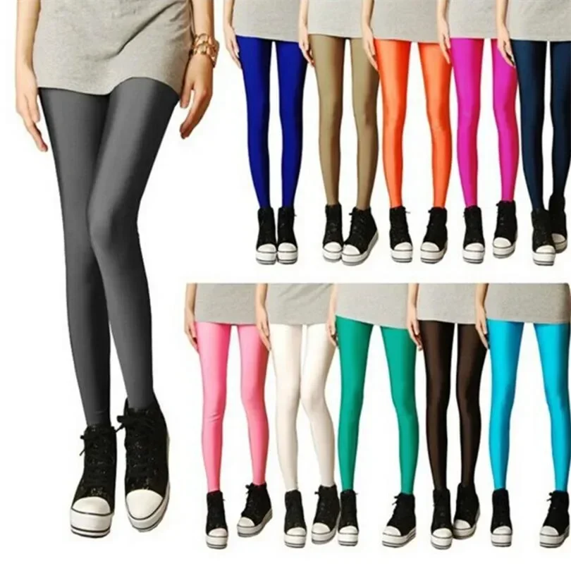 Neue Frühling Herbst Solide Candy Neon Leggings für Frauen Hohe Stretched Weibliche Sexy Legging Hosen Mädchen Kleidung Leggins