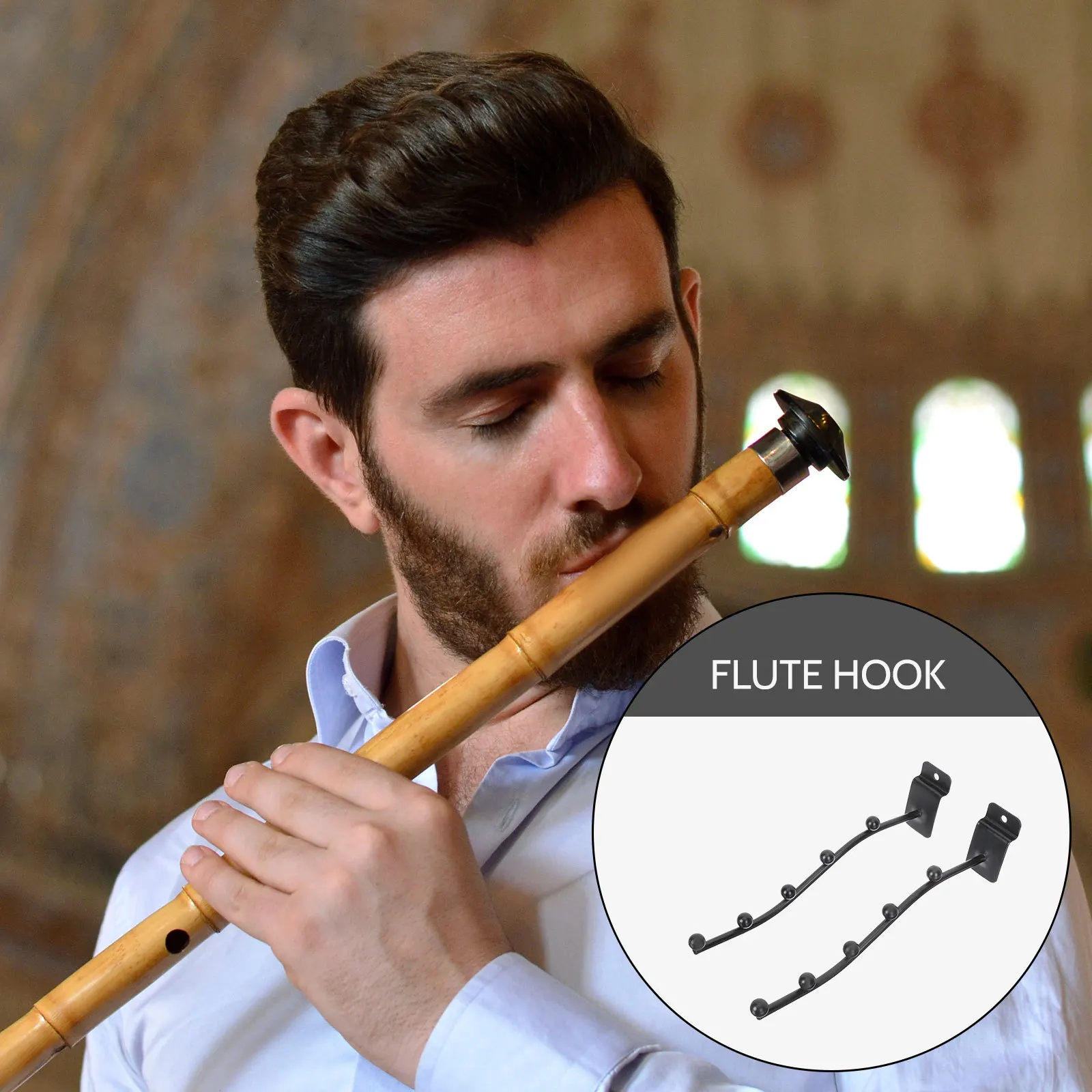 Ganchos para flauta con tablero ranurado, perchas duraderas de hierro para exhibición de instrumentos, estante de almacenamiento, soporte práctico, colgador de instrumentos, 2 uds.