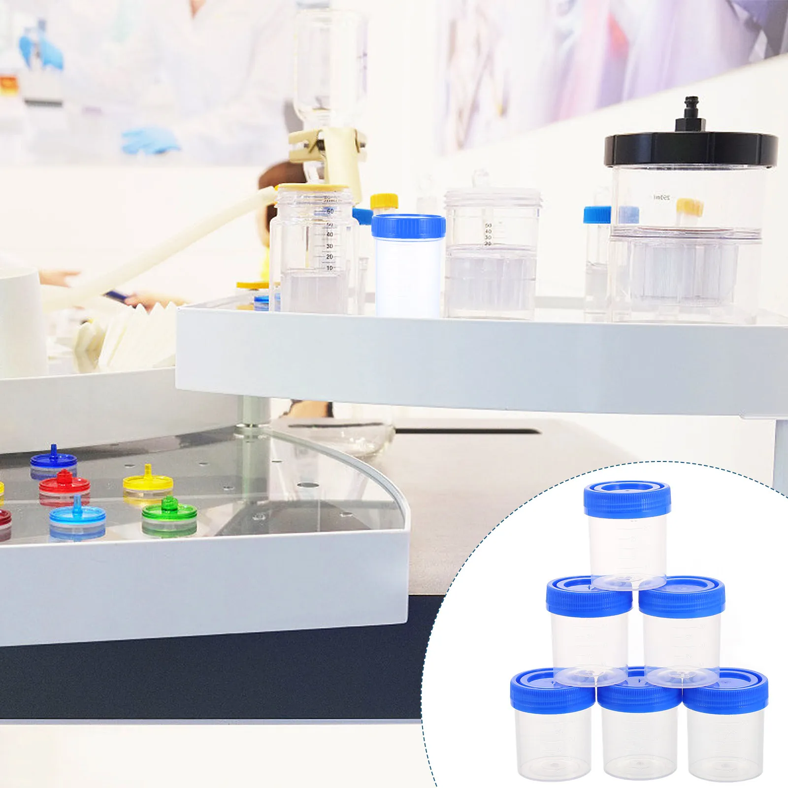 

50 шт. контейнеров для образцов мочи с завинчивающейся крышкой, 40 мл, герметичные, медицинские, с мерной шкалой, для лабораторий, патологии, цитологии, гистологии