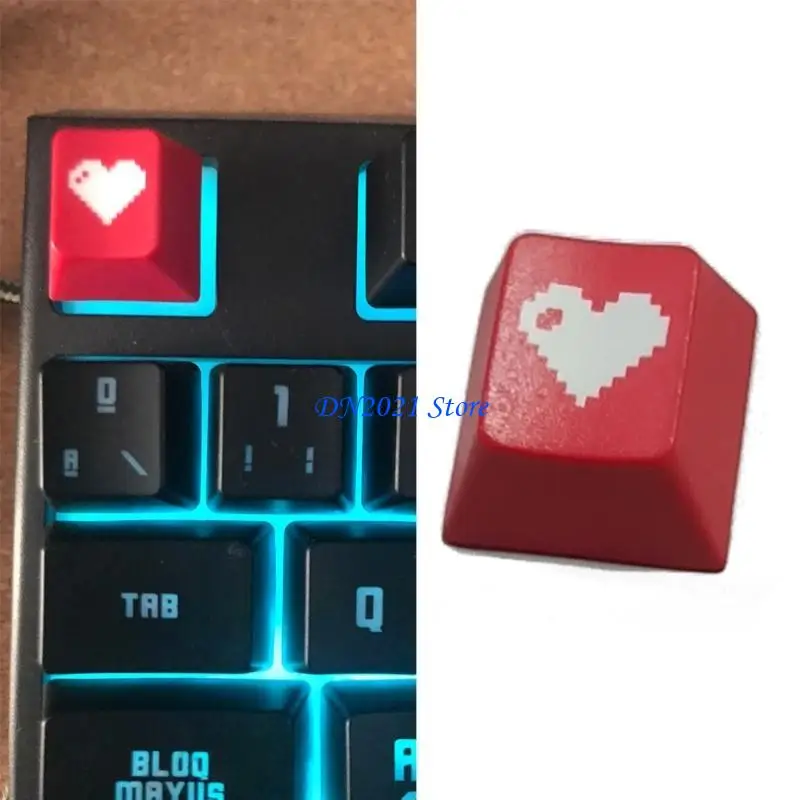 F3KE Red Cherry Profile Dip Dye Sculpture PBT Keyboard Keycap Etched Pixel Heart
