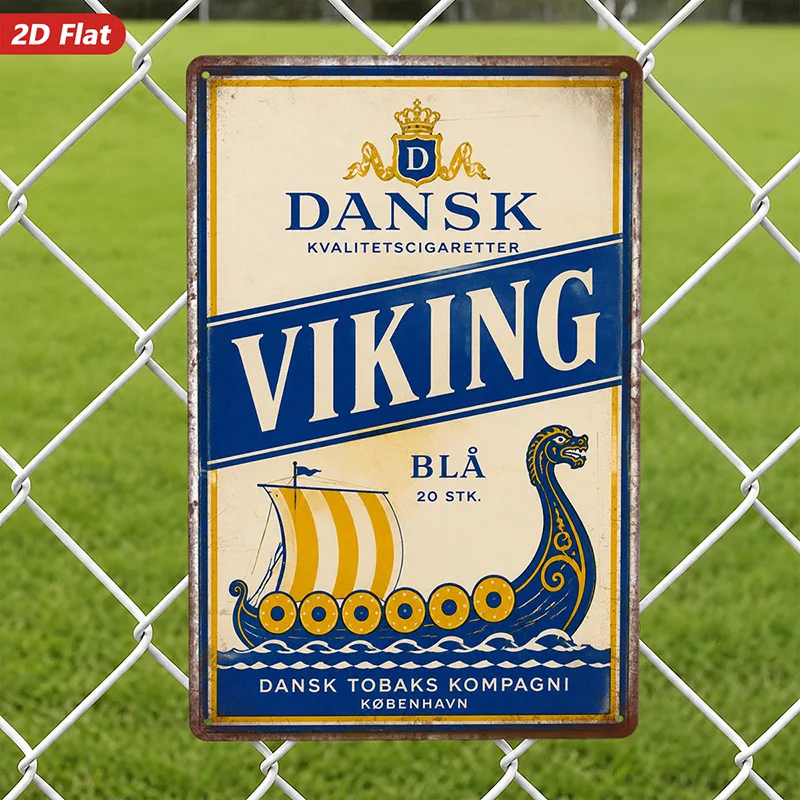 2D Flat, Metal Sign Wall Art, Viking Themed Decor, 