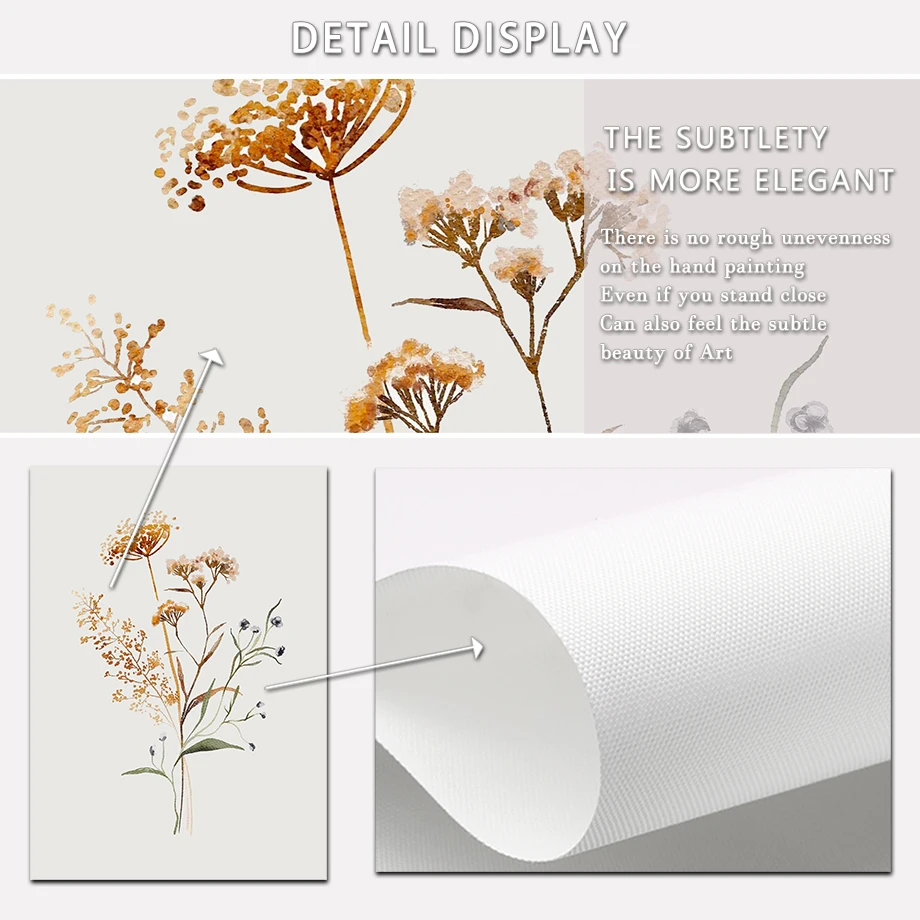 باقة الزهور البرية المائية النباتية طباعة بوهو الأزهار الفنية الرسم على لوحات القماش الجدارية الشمال المشارك ديكور غرفة المعيشة المنزلي #5