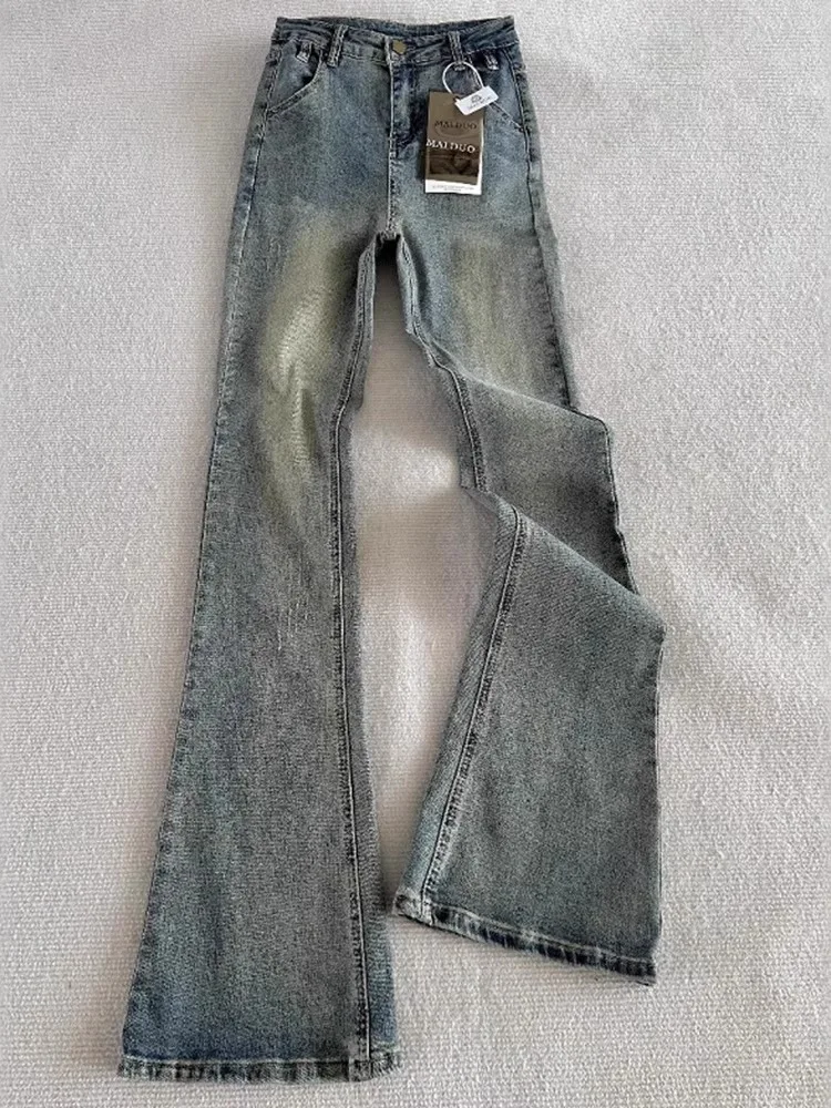 

Retro Blue Blade Men's Jeans Spring American Retro Hoof Pants Extended Length Tall Straight Leg Micro Flared Pants