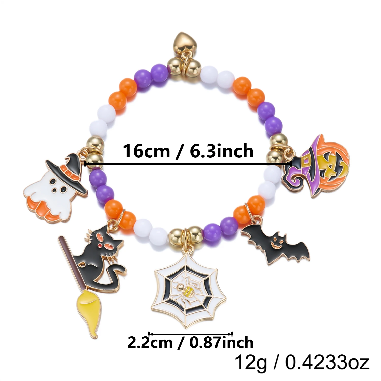Kreatives Mehrschichtiges Totenkopf-Reisperlen-Armband für Damen und Herren Punk Goth Skelett Stapelbare Armbänder Halloween-Party-Schmuck – Detail 10
