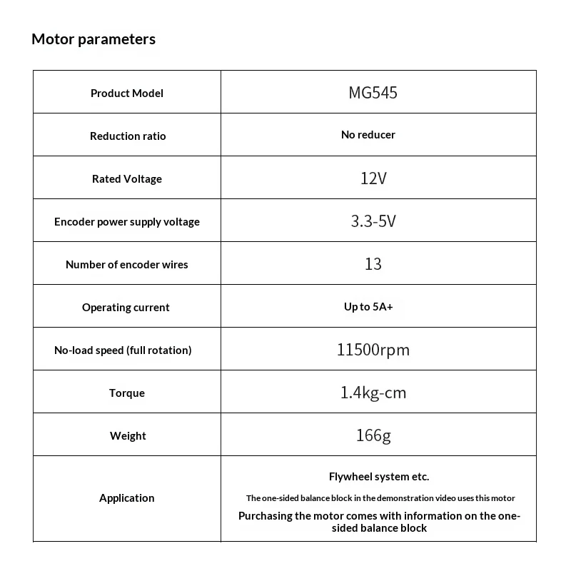 MG545 High Torque High Speed Brushed Motor 6mm Output Shaft Hall Speed Encoder Custom For Flywheel System