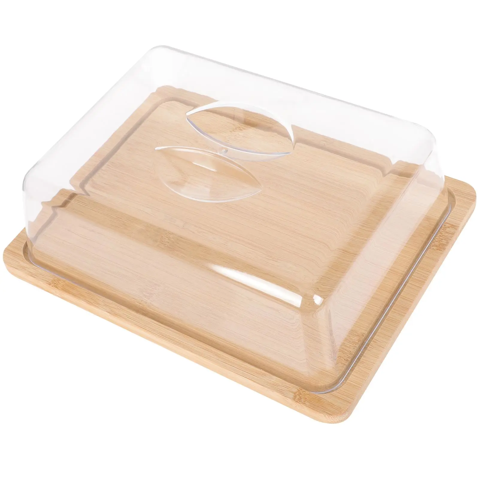 

Counter Glass Snack Box with Lid Butter Dish Cheese Plate Food Containers Lids Bamboo for Countertop Tray