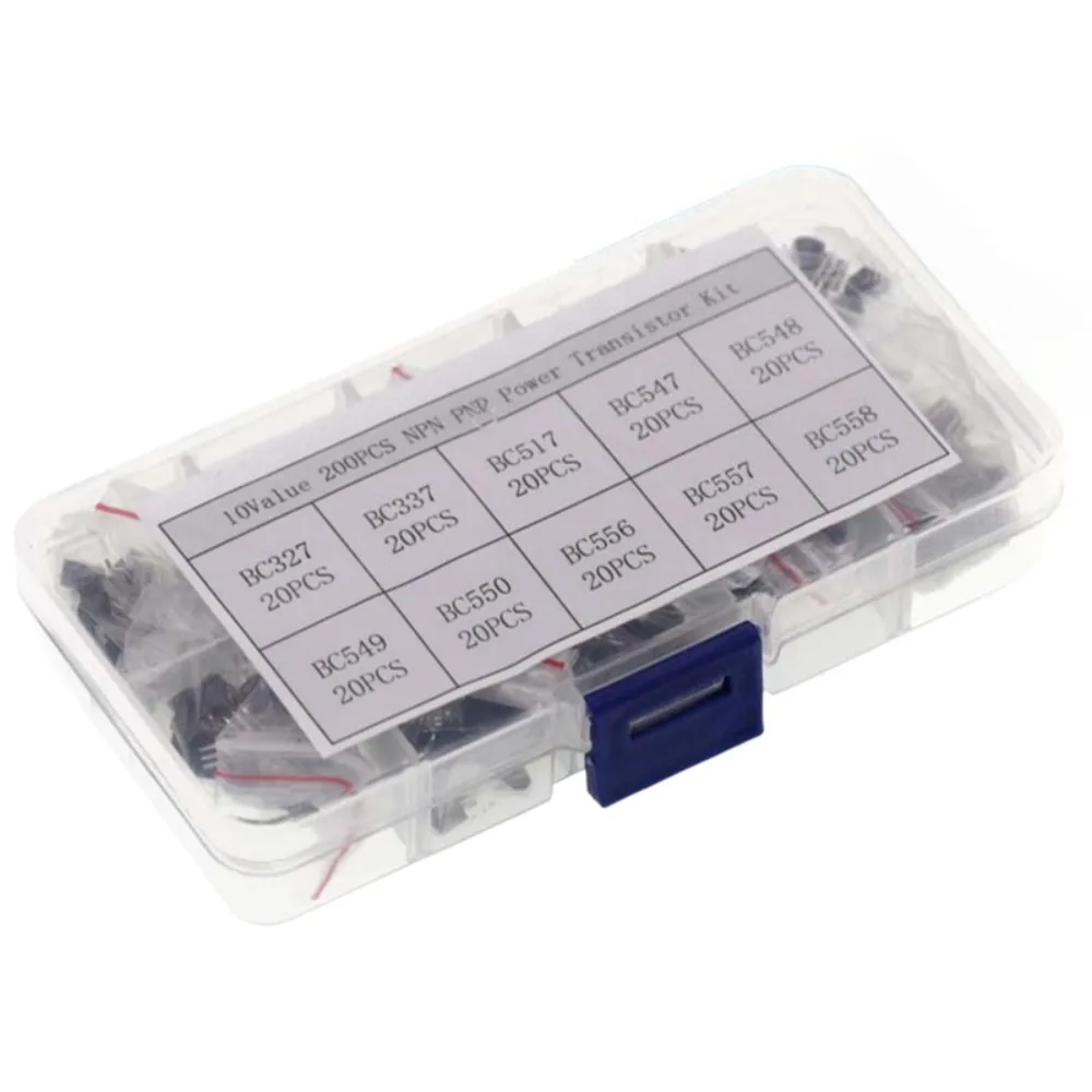 

BC337 BC547 Transistor 200Pcs 10 Types TO-92 NPN PNP Kit For Arduino Electronics Experiment DIY Project Sensor Control