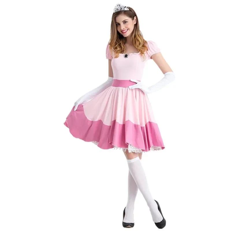 Adult Princess Costume Women Peach Dance Short Skirt Cosplay Party Halloween Fantasia Masquerade Dress Up Clothi MN9