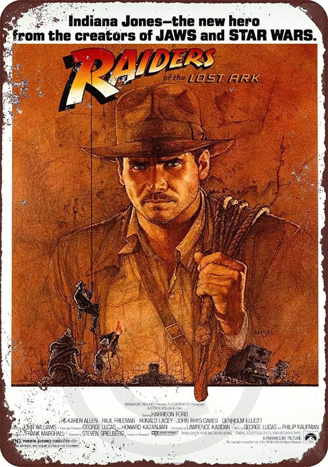 Patio Cafe Gym Decor Art Metal Signs Vintage Barber Shop 1981 Indiana Jones Raiders of The Lost Ark Movie Pub Tin Sign -Alumi
