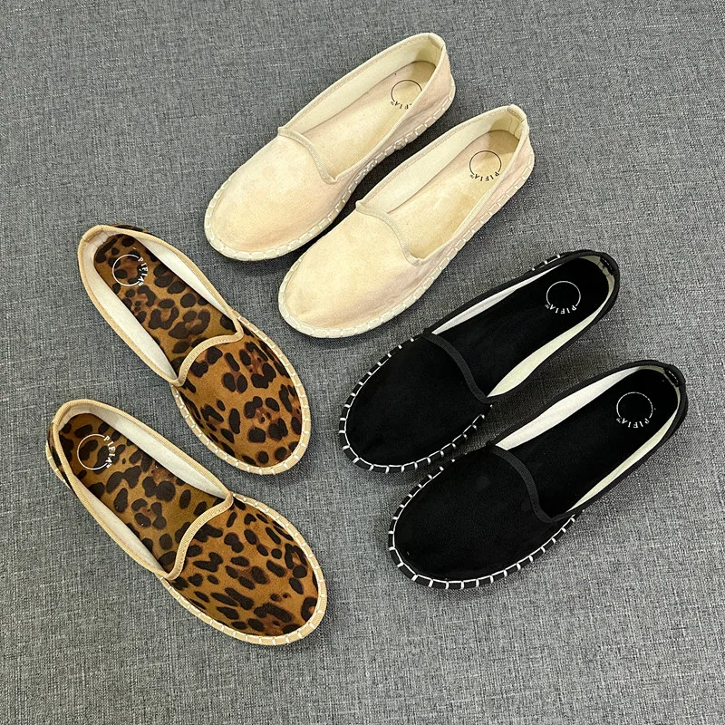 

Женская обувь из бархатной ткани, балетки на плоской подошве, без шнуровки с леопардовым принтом, лоферы, весенне-осенние повседневные прогулочные джинсы Мэри