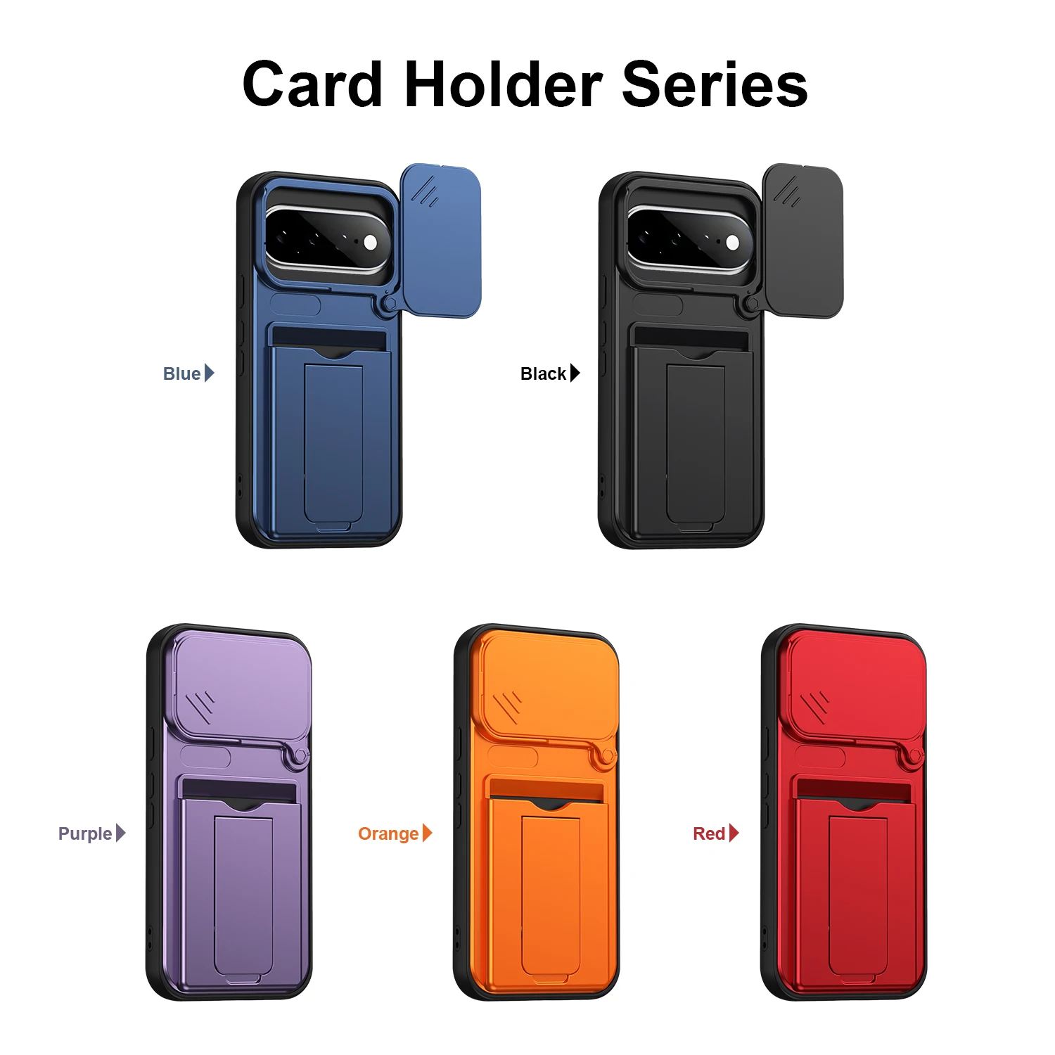 Slide Camera Armor Wallet Case For Google Pixel 11 10 Pro XL 5G Shockproof Anti-drop Card Holder Phone Kickstand Protective Case
