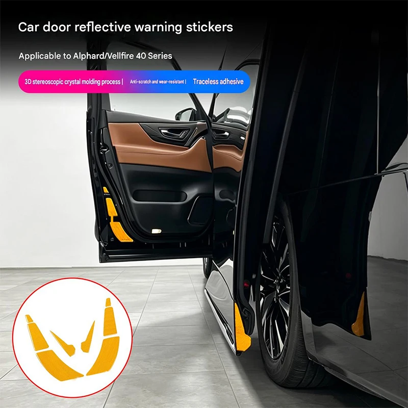Car door reflective warning sticker for Toyota Alphard Vellfire 40 Series door edge warning reflector clean exterior styling