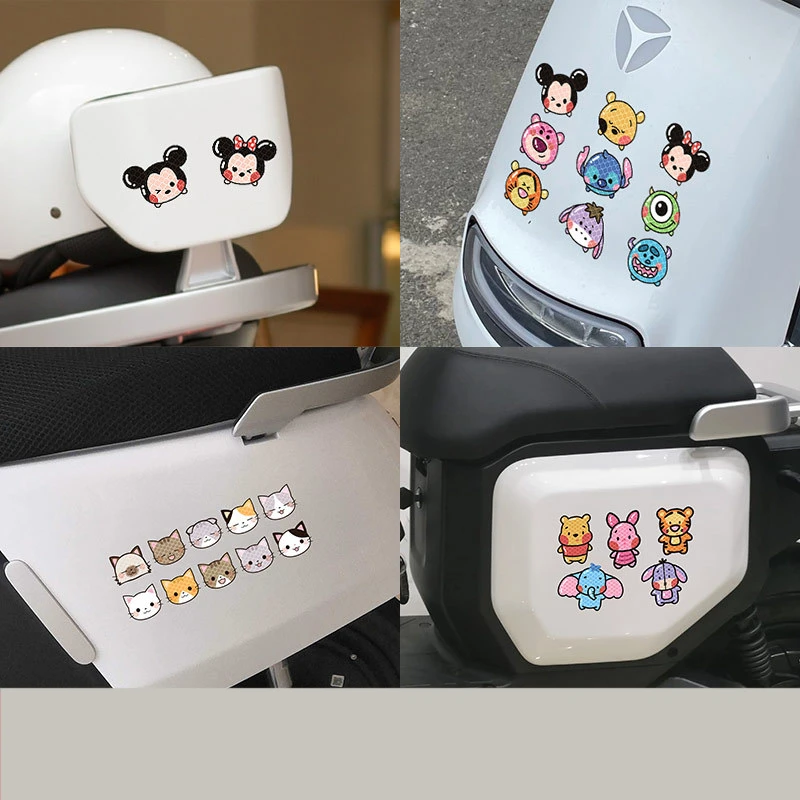 Cartoon Motorcycle Reflective Stickers Decorative Body Scratches Blocking Decorative Cute Personality Helmet Stickers Waterproof