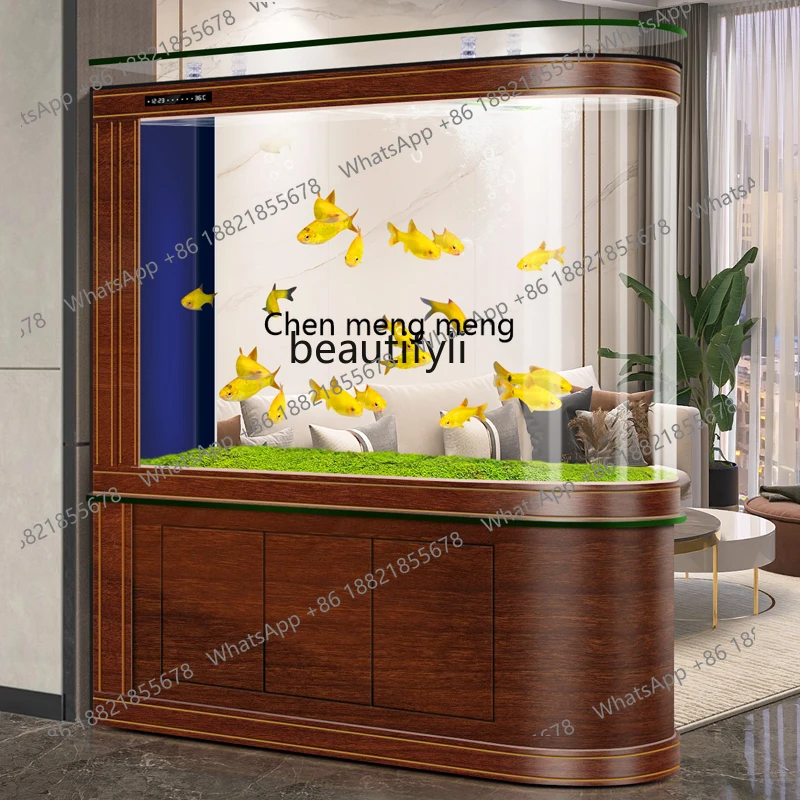 Feng Shui fish tank large screen partition living room light luxury bottom filter ecological glass aquarium