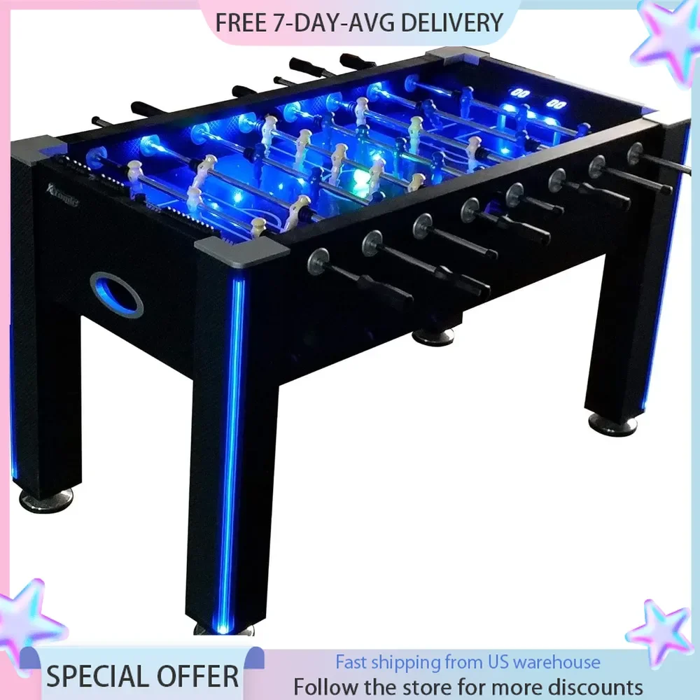 Foosball Table,  Azure LED Light Up Foosball Table, 55