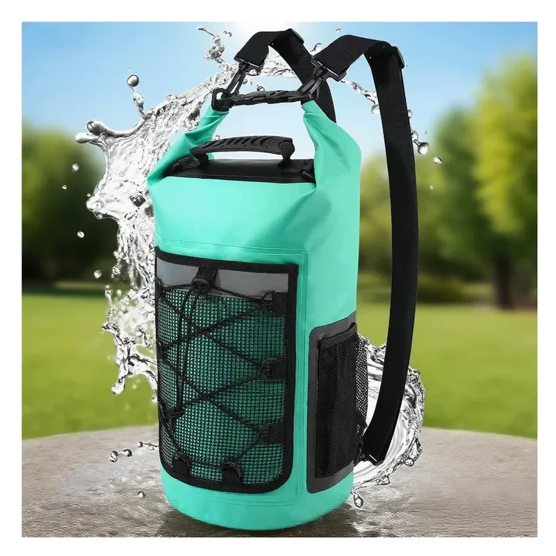 25L 500D PVC Waterproof Dry Bag Roll Top Backpack Portable Reusable Outdoor Travel Boating Gear with Curved Shoulder Strap