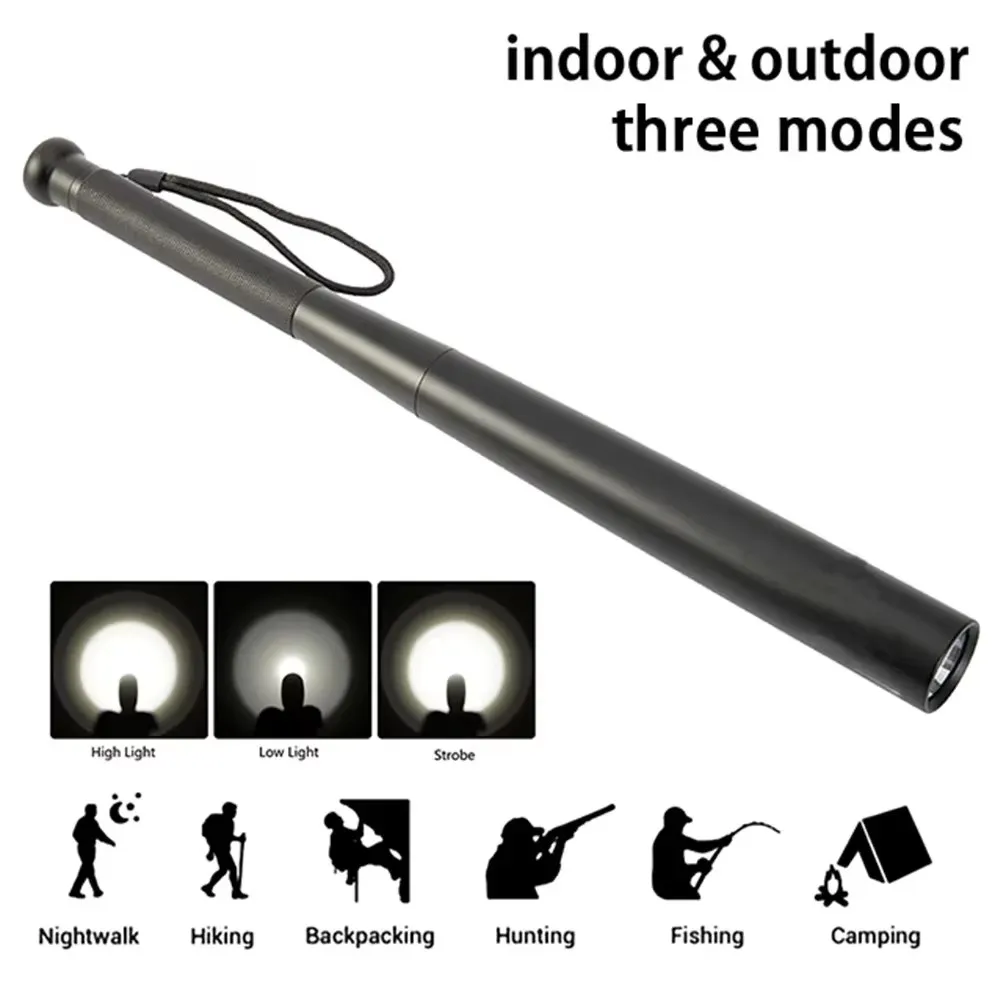 Self Defense Flashlight Stick LED Waterproof Baseball Bat Aluminium Alloy Torch For Emergency Protection and Outdoor Lighting