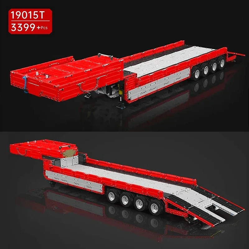 MOULD KING 19015 Technical Heavy Duty Trailer FH16 pneumatic Building Block Set Technical Engineering Car Toy kid Christmas Gift