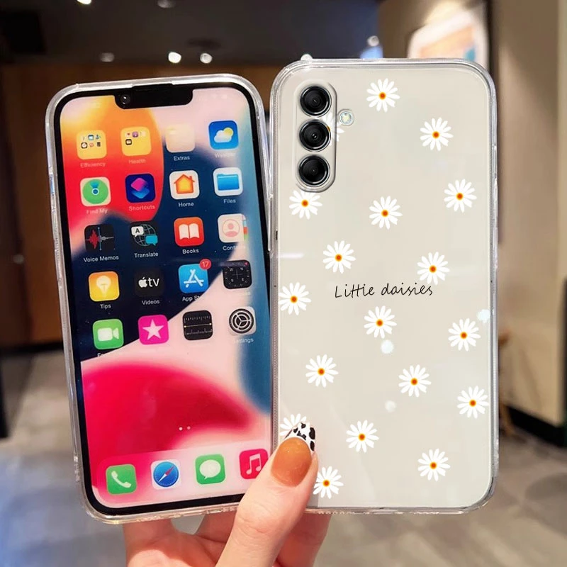 For Samsung Galaxy M13 M14 M15 F15 C55 F55 F23 M23 M34 M35 M54 M55 5G Luxury Flower Plants Fashion Silicone TPU Clear Phone Case