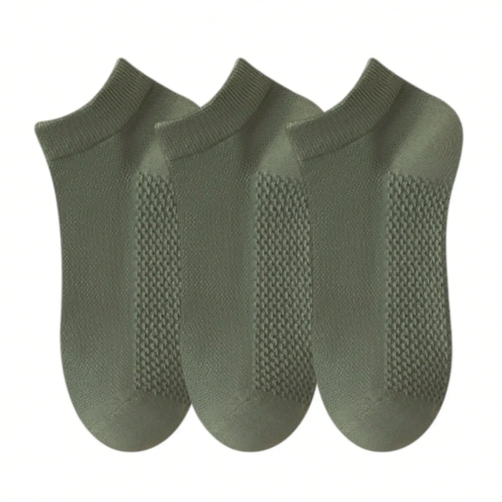 

3-Pack Men's Low Cut Cotton Ankle Socks With Breathable Mesh Knit And Odor-Resistant Antibacterial Design, Green