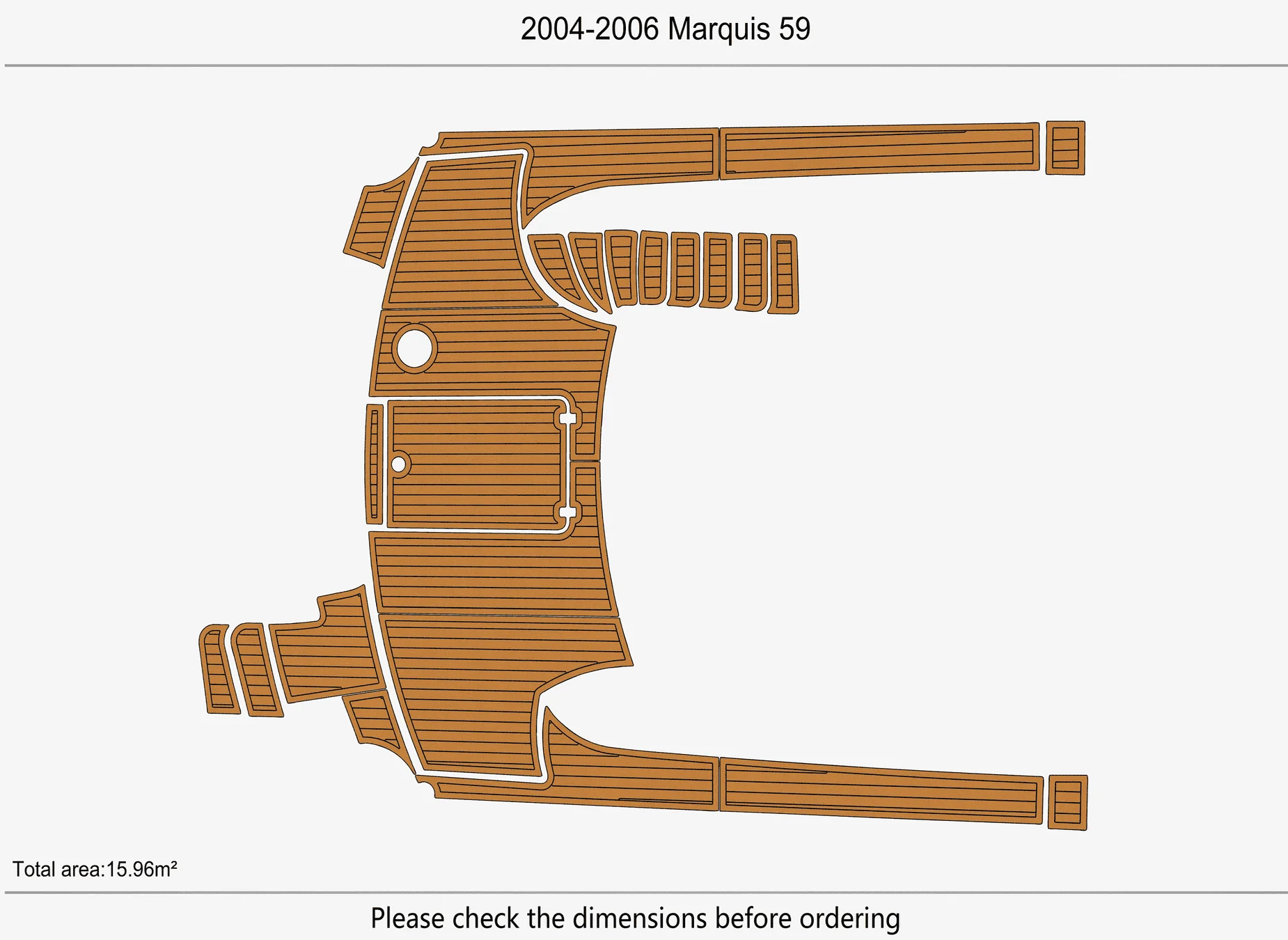 Marine Faux Teak EVA Non-Slip Mat -2004-2006 Marquis 59 Self-Adhesive 1/4